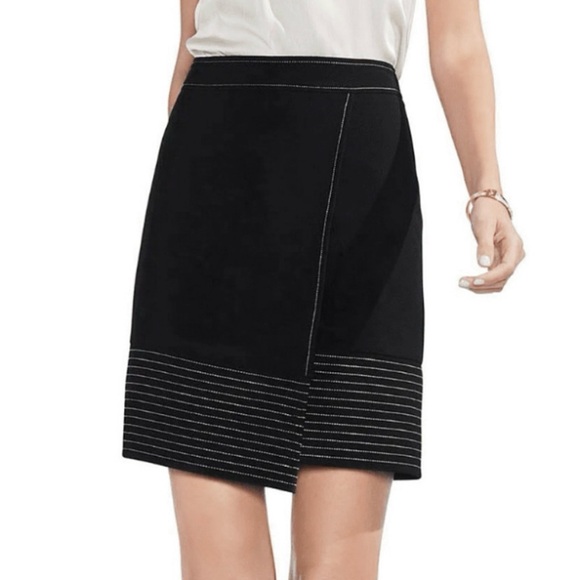 Vince Camuto Womens Black Faux Wrap Asymmetric Night Out Mini Skirt 14 NWT - Picture 1 of 15